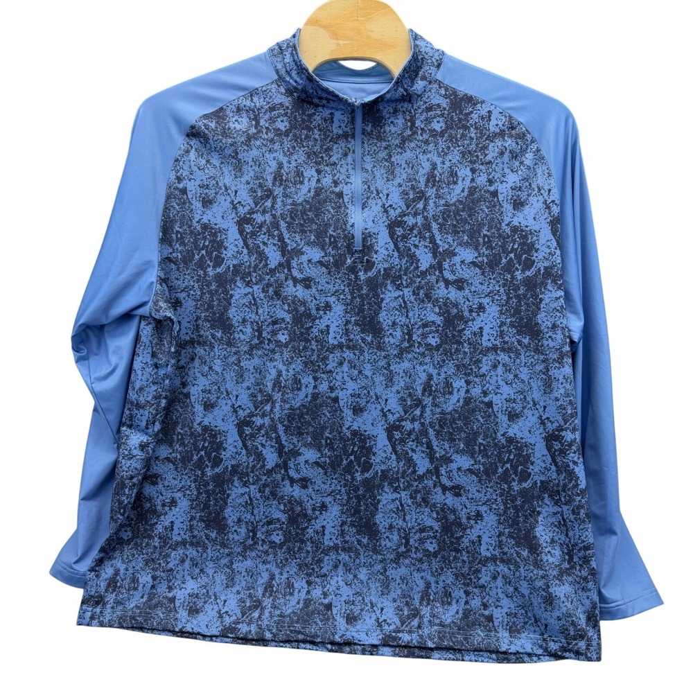 MAELREG Mens Performance Pullover 3XL Blue Camo 1/4 Zip Long Sleeve NWOT Golf